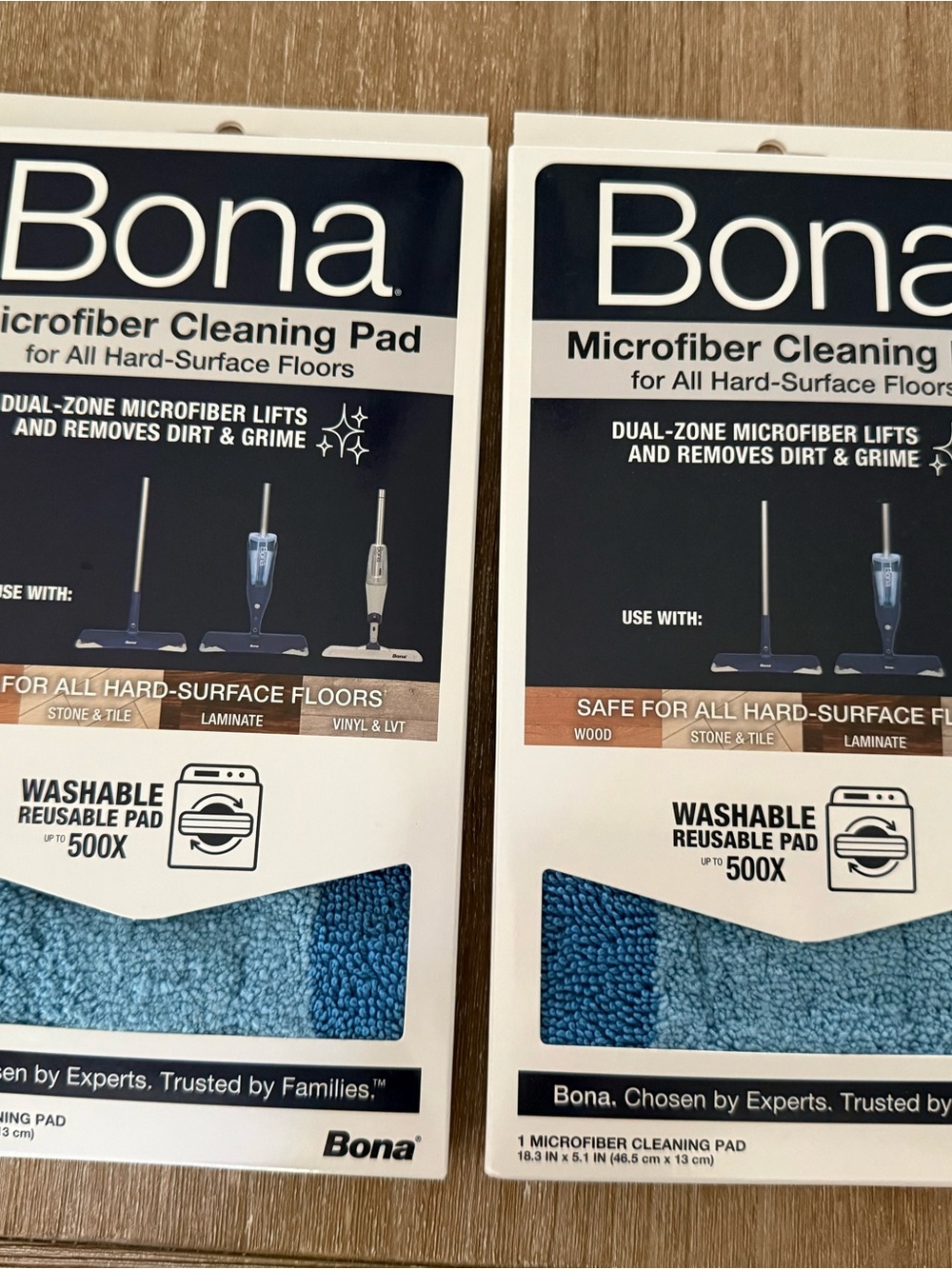2 Pack Bona Microfiber Floor Cleaning Pad Washable   18.3” x 5.1” NEW!